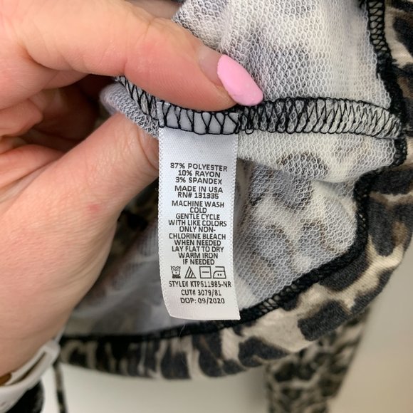 NEW Nordstrom leopard print crop drawstring waist hoodie medium - Picture 5 of 6